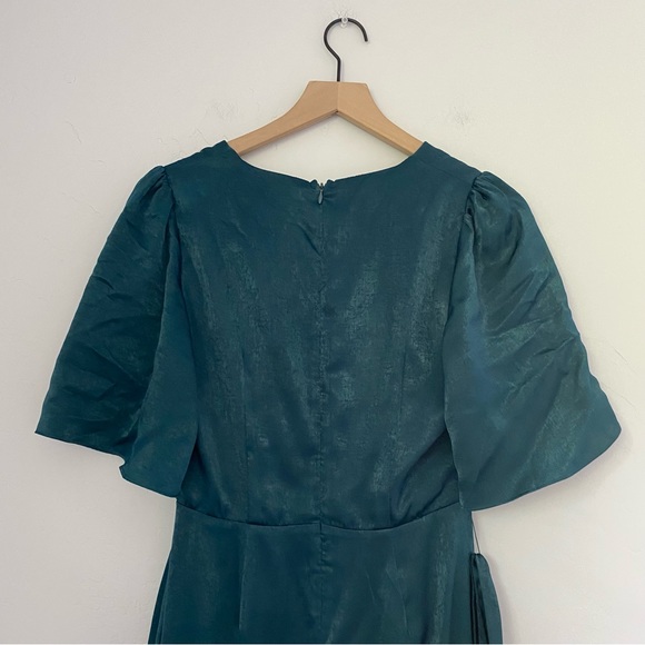 Lulu’s Wrapped Up In Love Dark Green Satin Faux-Wrap Midi Dress NWT - Picture 11 of 13